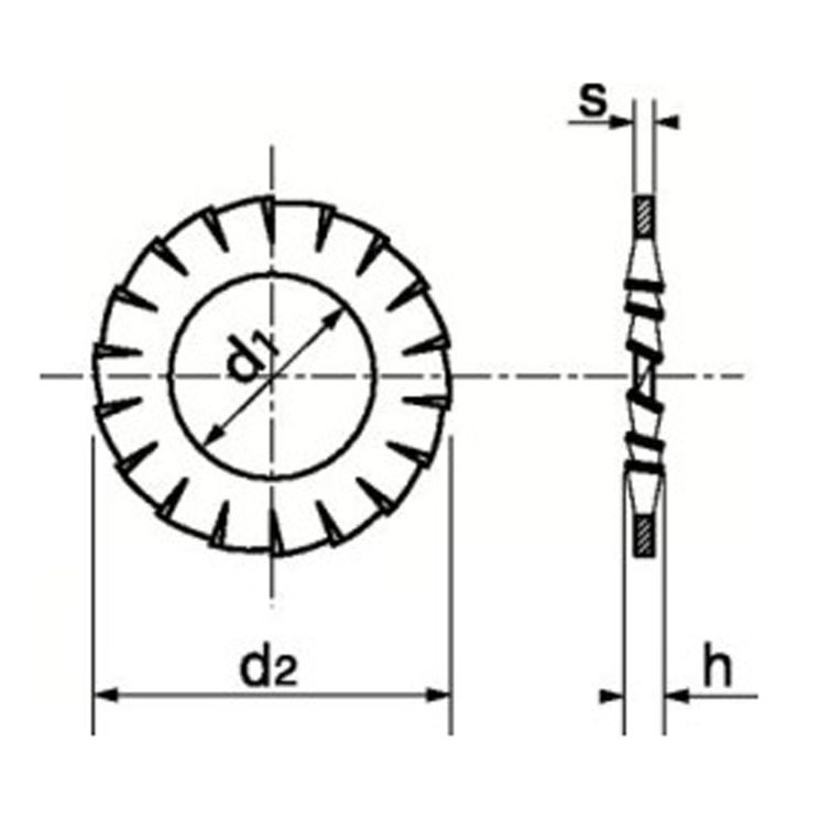 Rondelle éventail diamètre intérieur de 2,3 à 31,4 mm, DIN 6798 A, type AZ, zinguée