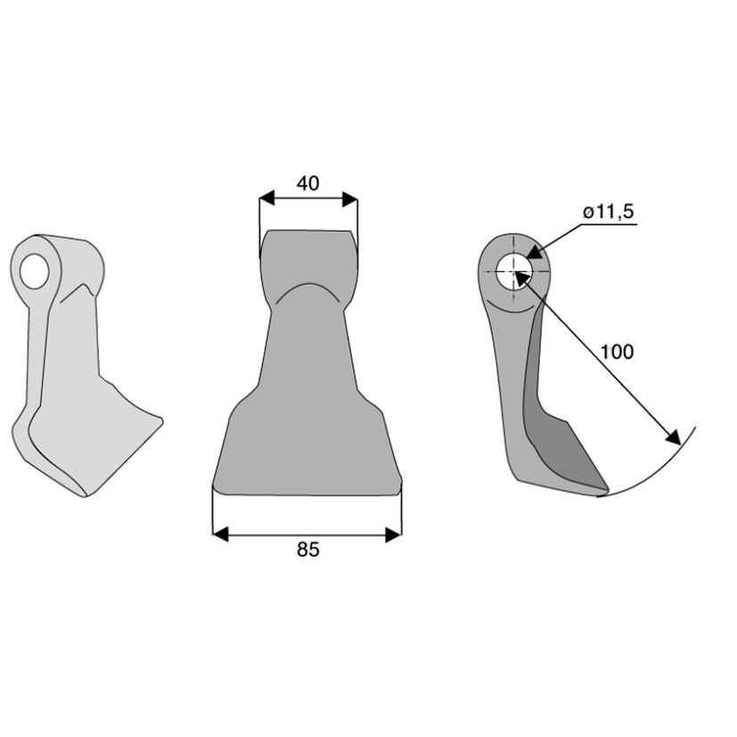 Marteau 85x40x100, trou 11,5mm, pour broyeur AGRIMASTER