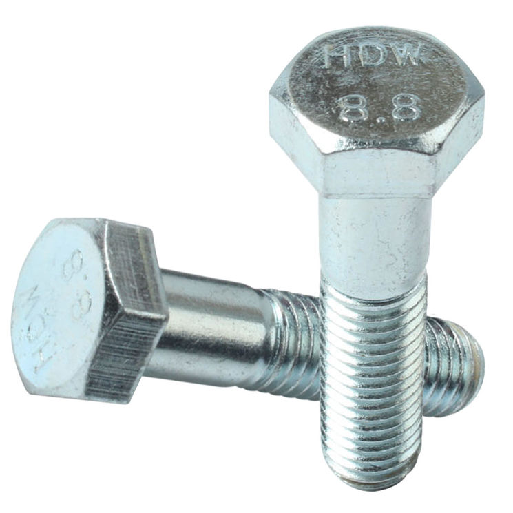 Vis à tête hexagonale TH, diamètre 5 mm, longueur 20 à 60 mm, filetage 16 mm, partiellement filetée, classe 8.8 zinguée, DIN 931, sans écrou