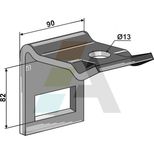 Bride 70x70mm de vibroculteur, pour dent de 65x12, pièce interchangeable