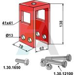 Bride de fixation pour dent efface trace 40x12 / 40x14 avec renfort 40x10, chassis 60x60