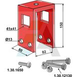 Bride de fixation pour dent efface trace 40x12 avec renfort 40x10, chassis 80x80