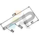 Piton coudé 178x16 - Ø4mm pour kit 5 lames KVERNELAND, pièce interchangeable