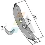 Soc de vibroculteur réversible 260x60x6 mm 2 trous, entraxe 28mm diamètre 10mm, Universel, pièce interchangeable