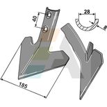 Soc triangulaire 185x40x8 mm pour Déchaumeur à dents, Cultivateur KONGSKILDE, pièce interchangeable