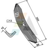 Soc 295x60x12mm, 1 trou de diamètre 13mm, pour KUHN Prolander, H2441380, piece interchangeable