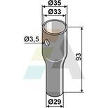 Entretoise BOURGAULT 33x35/29mm x 93mm trou Ø3,5 mm, 300-BSH-1200, pièce origine