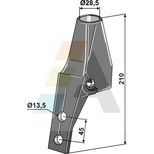 Bride de fixation BOURGAULT Ø 28,5mm x longueur 210 mm, entraxe 45 mm x Ø13,5 mm, pour semoir UNIVERSE, 300-HLD-4700, pièce origine