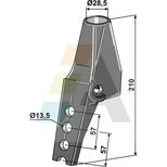 Bride de fixation BOURGAULT Ø28,5 mm x longueur 210 mm, entraxe 57-57 mm x Ø13,5 mm pour semoir UNIVERSEL, 300-HLD-5000, pièce origine