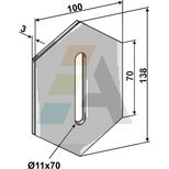 Décrottoir 100X138X3, 1 Lumière, 70X11, pour LELY, réversible, pièce interchangeable