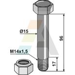 Vis M14x1,5, longueur 96 mm, 10.9, avec écrou frein, 05.775.10, pour BOMFORD