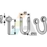 Manille fil 11mm, trou de 12,5mm, écartement 48mm, pour débroussailleuse AGRIMASTER, AGROTEC, FEHRENBACH, FERRI, FEHRI05, pièce interchangeable
