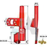 Coutre gauche de semoir Vaderstad avec 4 rondelles caoutchouc, 432116, pièce interchangeable