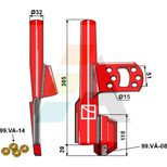 Coutre droit de semoir Vaderstad avec 4 rondelles caoutchouc, 432117, pièce interchangeable