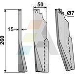 Lame de fraise gauche 260x50x15 mm, K1601460, pour Cultilabour Kuhn, pièce interchangeable