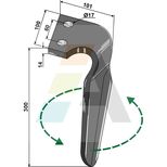 Dent gauche de herse rotative, pour ALPEGO DK, D06700 - MK0A00118, pièce Interchangeable