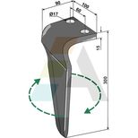 Dent 300x100x15 mm de herse rotative BREVIGLIERI, 0060184D, montage boulons, droite, pièce interchangeable