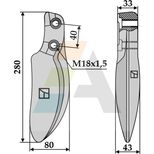 Lame pour Rotalabour Dutzi, 280x43, entraxe 40mm, taraudage M18x150, 25.1.046.002, pièce interchangeable