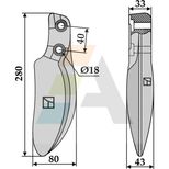 Lame pour Rotalabour Dutzi, 280x43, entraxe 40mm, alésage D.18mm, 25.2.046.001.1
