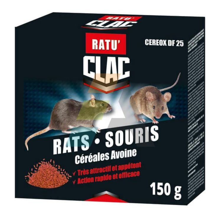 Souricide en grain au difénacoum 150 g, RATU'CLAC