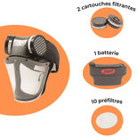 Pack complet : casquette ventilée POWER CAP + 2 cartouches filtrantes + 10 préfiltres + 1 batterie