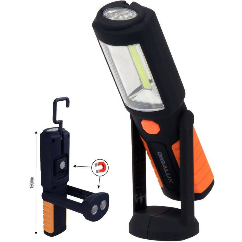 Mini baladeuse pivotante 2W rechargeable 1 + 3 LED, lumens LED COB 180Lm - 3 LED 15Lm, GIGA LUX