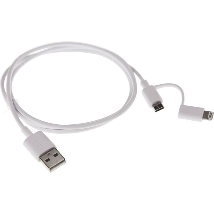 Câble de charge micro USB 2 en 1 spécial iPhone 1m