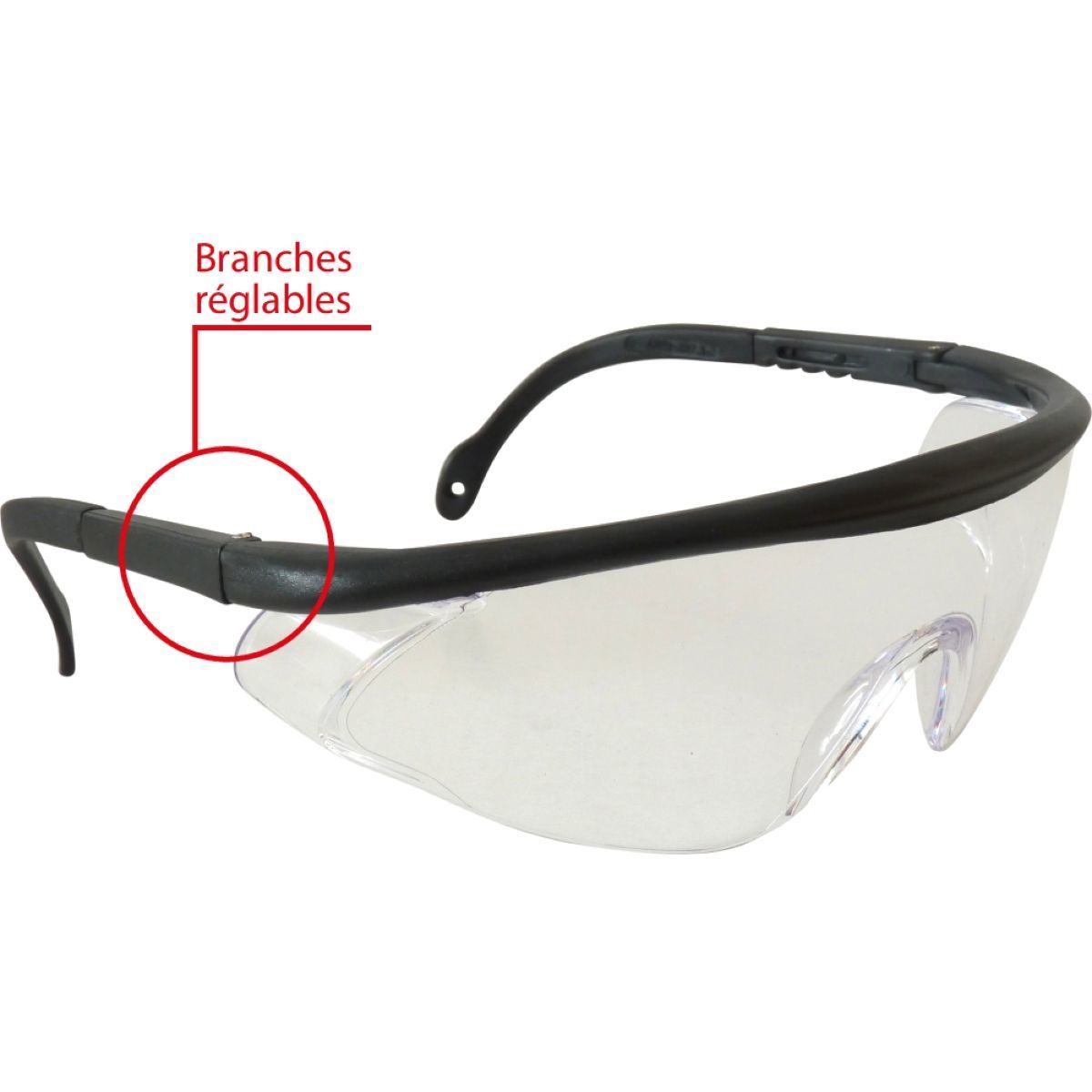 Lunettes de protection en polycarbonate avec protection latérale, branches réglables