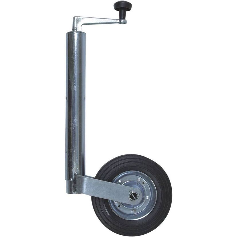 Roue jockey pour remorques, jante acier 48mm course de 170mm 150kg avec bride 48mm