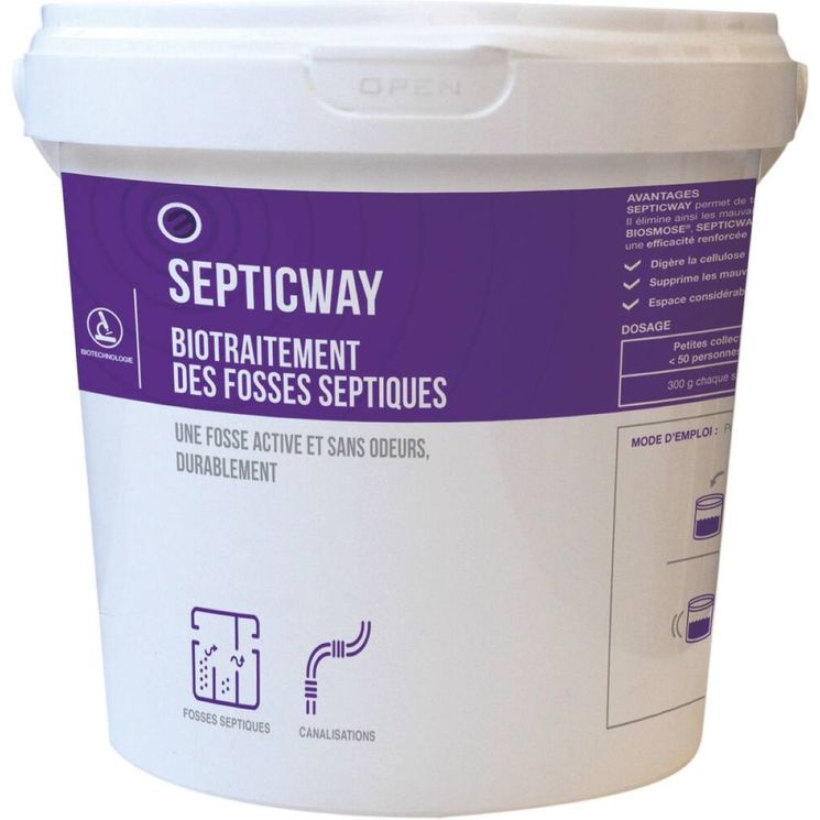 Biotraitement des fosses septiques SEPTICWAY, pot de 1 Kg