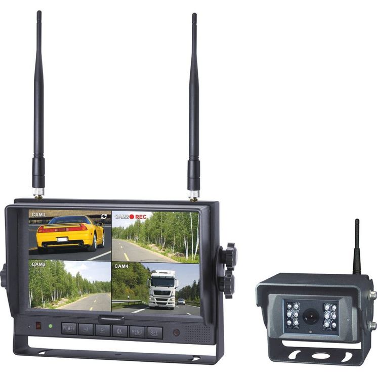 Kit caméra 120° Wifi avec haut parleur intégré, 12/24V, écran LCD 7"