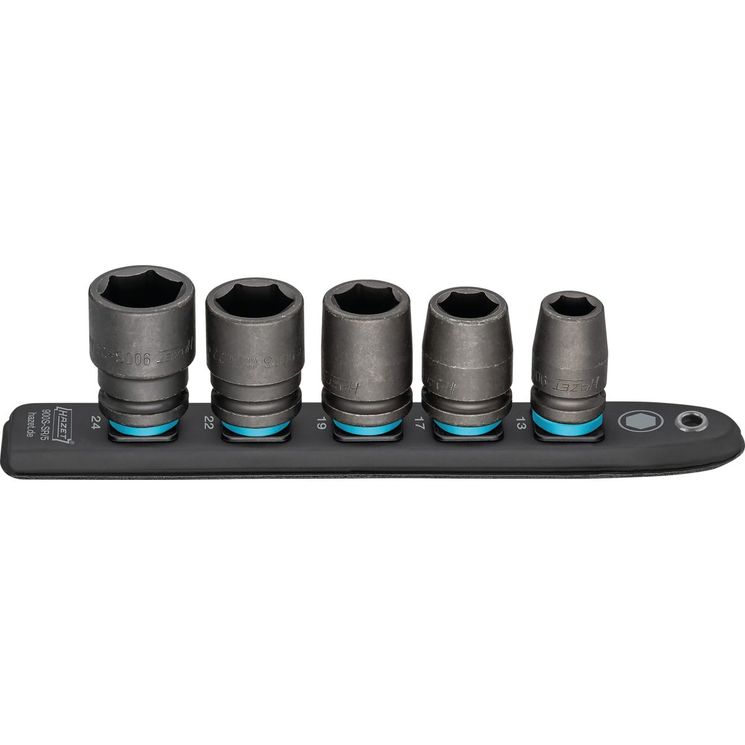 Lot de 5 douilles à chocs 1/2" sur support magnétique, HAZET