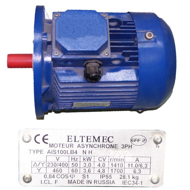 Moteur électrique triphasé IE2 B5 3 KW 220/400V, 1500 Tr/min usage intensif