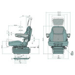 Siège de tracteur pneumatique 12V basse fréquence, chauffant, tissu, assise 55 cm, avec accoudoirs et appuie-tête, AS4550, PROBOSS