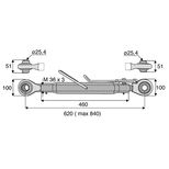 Barre de poussée mécanique rotule / rotule, catégorie 2/2, filetage 36x3 mm, longueur 620/840 mm, gamme Pro