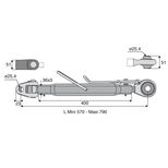 Barre de poussée mécanique articulation / rotule, catégorie 2/2, filetage 36x3 mm, longueur 570/790 mm, gamme Pro