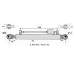 Barre de poussée hydraulique rotule / rotule, catégorie 1/1, tige Ø30 mm, longueur 410/570 mm