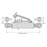 Barre de poussée hydraulique rotule / rotule, catégorie 2/2, tige Ø40 mm, longueur 530/740 mm