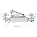 Barre de poussée hydraulique rotule / rotule, catégorie 3/3, tige Ø45 mm, longueur 640/750 mm