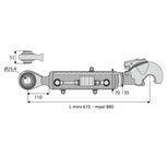 Barre de poussée hydraulique rotule / crochet, catégorie 2/2, tige Ø35 mm, longueur 610/880 mm