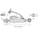 Barre de poussée hydraulique articulation / rotule, catégorie 3/3, tige Ø45 mm, longueur 700/978 mm