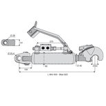 Barre de poussée hydraulique articulation / crochet, catégorie 2/3, tige Ø45 mm, longueur 650/900 mm