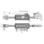 Barre de poussée hydraulique articulation / crochet, côté tracteur 28 mm, côté outil catégorie 3, tige Ø40 mm, longueur 740/920 mm, CBM