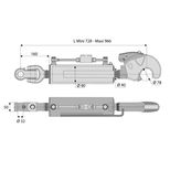 Barre de poussée hydraulique articulation / crochet, côté tracteur 32 mm, côté outil catégorie 4, tige Ø40 mm, longueur 728/966 mm, CBM