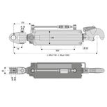 Barre de poussée hydraulique articulation / crochet, côté tracteur 40 mm, côté outil catégorie 3, tige Ø50 mm, longueur 740/1040 mm, CBM