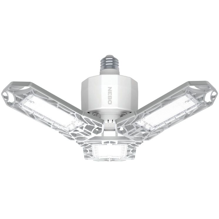 Ampoule haute luminosité 6000 Lumens avec panneaux LED réglables à 90 degrés, NEBO