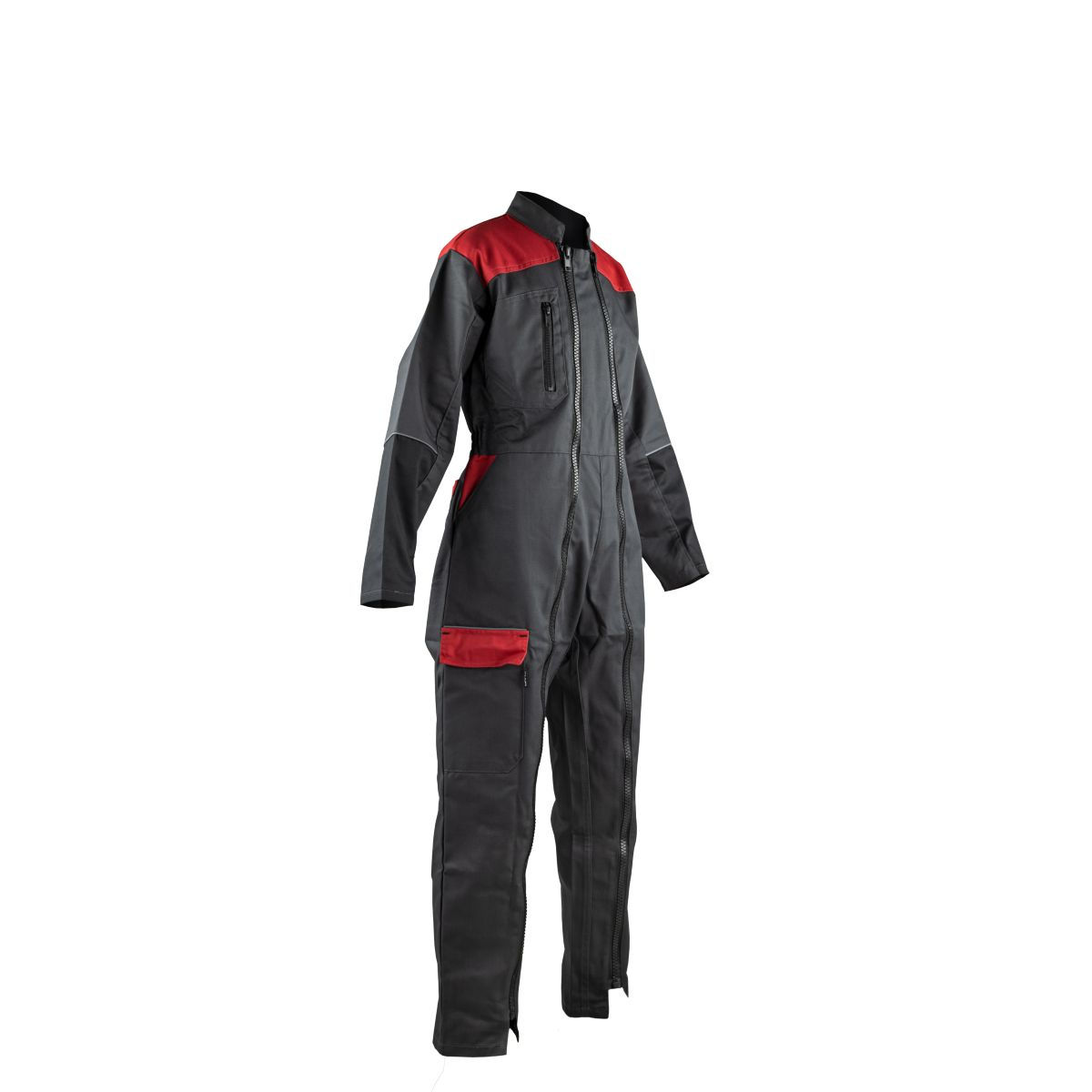 Combinaison enfant, double fermeture, gris/rouge