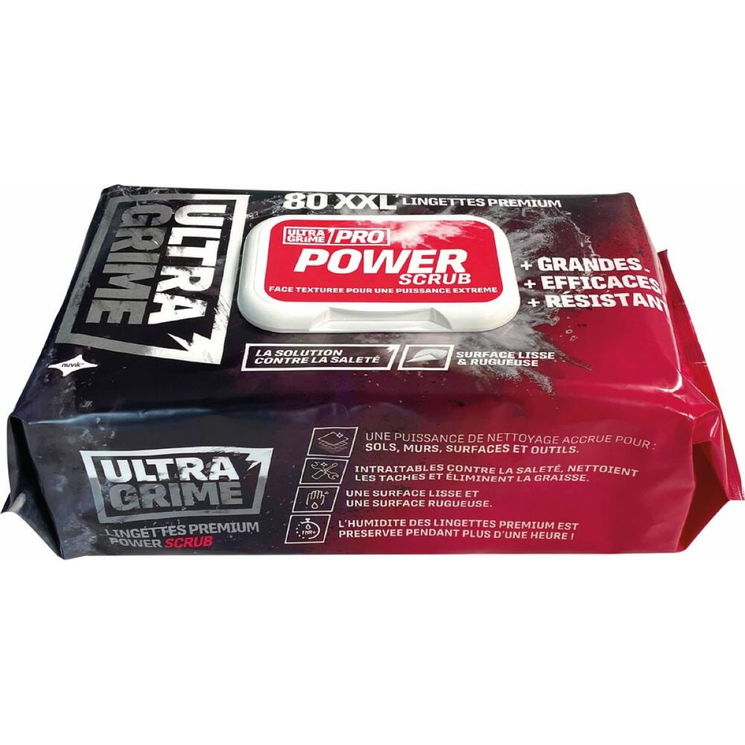 Boîte de 80 lingettes XXL ultra résistante PRO POWER SCRUB, format 38x25cm