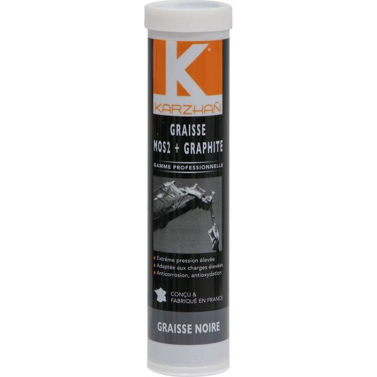 Graisse noire graphitée MOS2, grade NLGI2, cartouche de 400g, KARZHAN