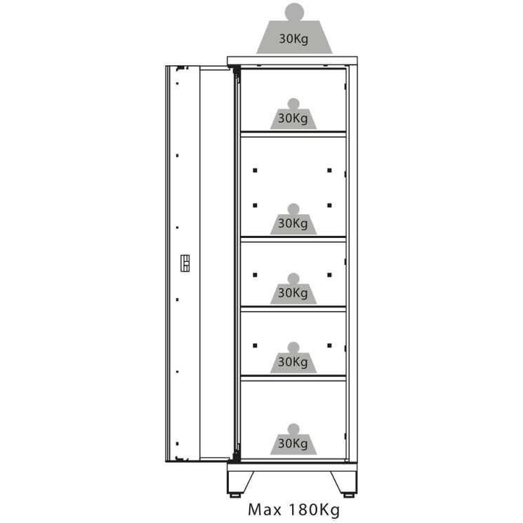 Armoire métallique haute 1 porte, 4 étagères, charge maxi 180 kg, DRAKKAR